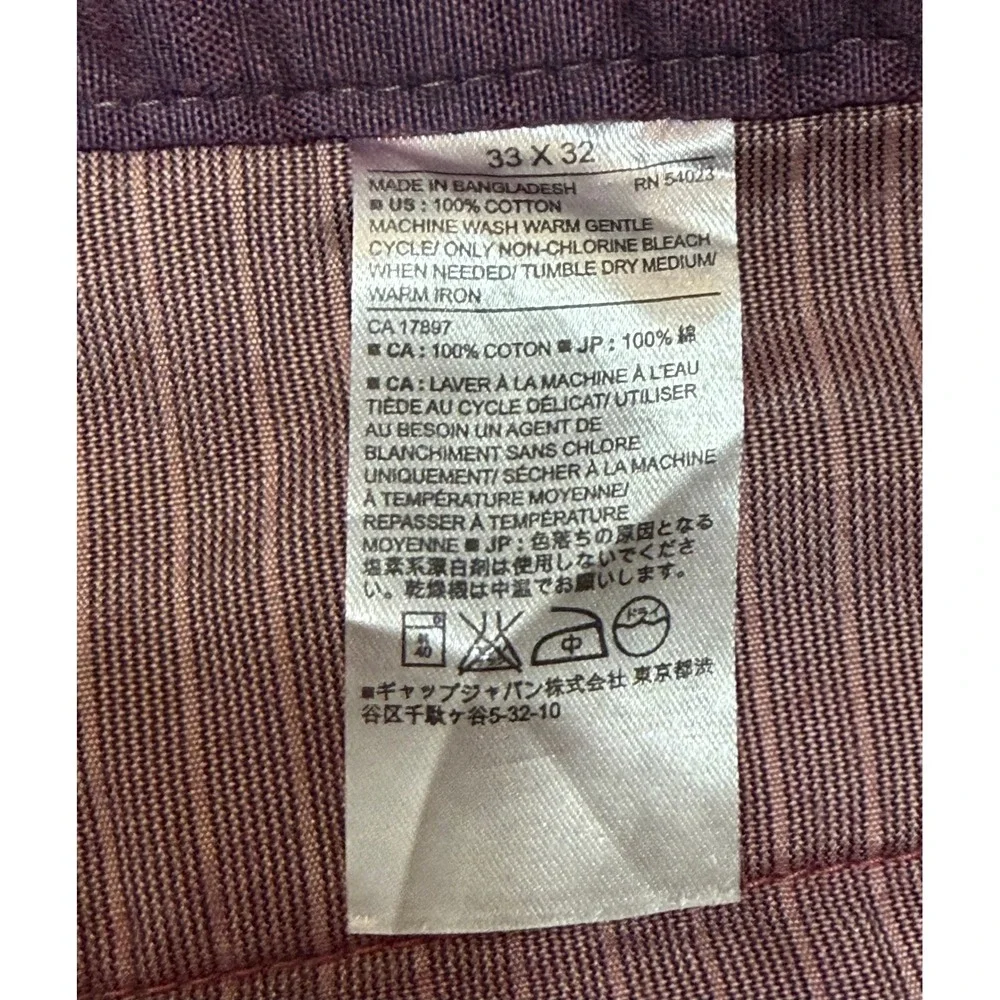 Banana Republic Aiden Chino Pants Mens Slim Fit Red Cotton Trousers Sz 33x32